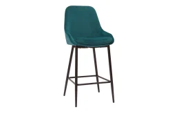 Miliboo Tabouret De Bar-Tabourets de bar en tissu velours bleu pétrole et métal noir H65 cm (lot de 2) HOLO