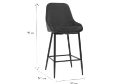 Miliboo Tabouret De Bar-Tabourets de bar en tissu velours bleu pétrole et métal noir H65 cm (lot de 2) HOLO