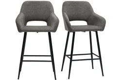 Miliboo Tabouret De Bar-Tabourets de bar en tissu effet velours texturé gris et métal H65 cm (lot de 2) LAURETTE