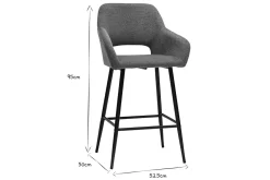 Miliboo Tabouret De Bar-Tabourets de bar en tissu effet velours texturé gris et métal H65 cm (lot de 2) LAURETTE