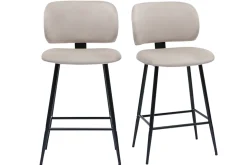 Miliboo Tabouret De Bar-Tabourets de bar en tissu velours taupe et métal noir H70 cm (lot de 2) ATRIUM