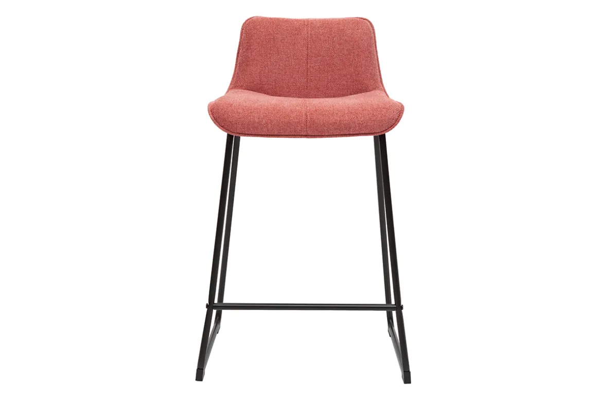 Miliboo Tabouret De Bar-Tabourets de bar en tissu effet velours texturé terracotta et métal H65 cm (lot de 2) BOOST