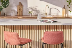 Miliboo Tabouret De Bar-Tabourets de bar en tissu effet velours texturé terracotta et métal H65 cm (lot de 2) BOOST