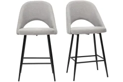 Miliboo Tabouret De Bar-Tabourets de bar en tissu effet velours texturé gris H65 cm (lot de 2) COSETTE