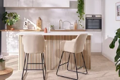 Miliboo Tabouret De Bar-Tabourets de bar en tissu effet velours terre brûlée H65 cm (lot de 2) AMIKA