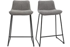 Miliboo Tabouret De Bar-Tabourets de bar en tissu effet velours texturé gris et métal H65 (lot de 2) BOOST