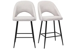 Miliboo Tabouret De Bar-Tabourets de bar en tissu effet velours texturé beige H65 cm (lot de 2) COSETTE