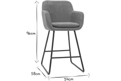 Miliboo Tabouret De Bar-Tabourets de bar en tissu effet velours gris H65 cm (lot de 2) AMIKA