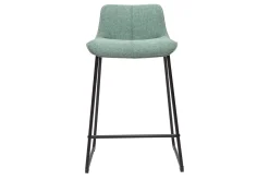 Miliboo Tabouret De Bar-Tabourets de bar en tissu effet velours texturé céladon et métal noir H65 cm (lot de 2) BOOST