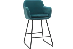 Miliboo Tabouret De Bar-Tabourets de bar en velours bleu pétrole H65 cm (lot de 2) AMIKA
