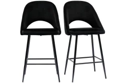 Miliboo Tabouret De Bar-Tabourets de bar en velours noir et métal H65 cm (lot de 2) COSETTE