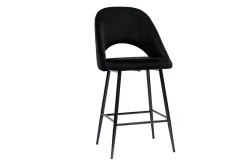 Miliboo Tabouret De Bar-Tabourets de bar en velours noir et métal H65 cm (lot de 2) COSETTE