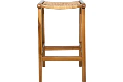 Miliboo Tabouret De Bar-Tabourets de bar ethniques en bois teck massif et cannage rotin H65 cm (lot de 2) GAWA