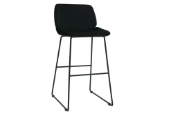 Miliboo Tabouret De Bar-Tabourets de bar fixes en tissu velours noir pieds métal noir H65 (lot de 2) KAOLY