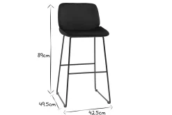 Miliboo Tabouret De Bar-Tabourets de bar fixes en tissu velours noir pieds métal noir H65 (lot de 2) KAOLY