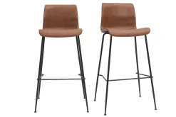 Miliboo Tabouret De Bar-Tabourets de bar fixes marron aspect vieilli et métal noir H75 (lot de 2) HAROLD