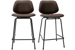 Miliboo Tabouret De Bar-Tabourets de bar marron aspect vielli et métal noir H65 cm (lot de 2) BARNET