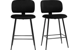 Miliboo Tabouret De Bar-Tabourets de bar noirs en tissu velours et métal H70 cm (lot de 2) ATRIUM
