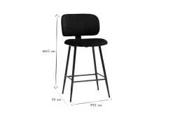 Miliboo Tabouret De Bar-Tabourets de bar noirs en tissu velours et métal H70 cm (lot de 2) ATRIUM