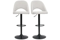 Miliboo Tabouret De Bar-Tabourets de bar relevables tissu effet velours texturé beige et métal noir (lot de 2) COSETTE