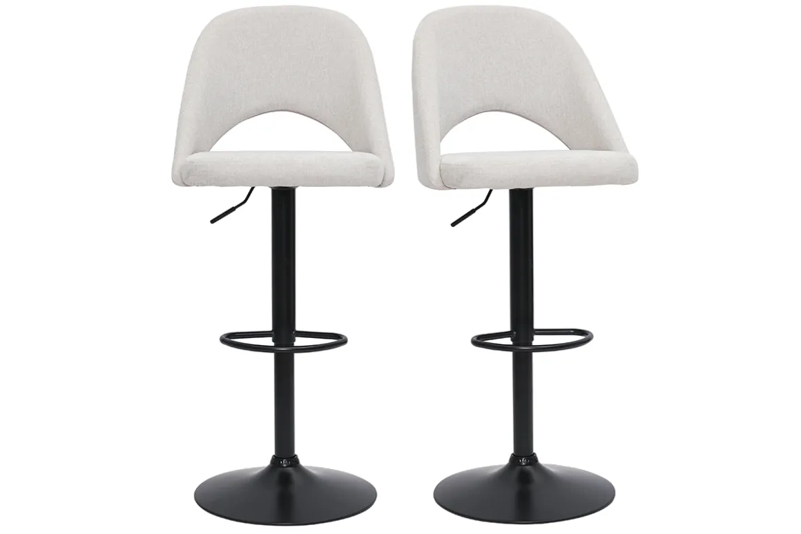 Miliboo Tabouret De Bar-Tabourets de bar relevables tissu effet velours texturé beige et métal noir (lot de 2) COSETTE