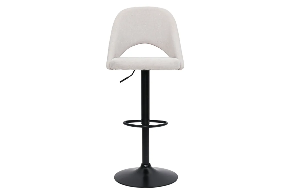 Miliboo Tabouret De Bar-Tabourets de bar relevables tissu effet velours texturé beige et métal noir (lot de 2) COSETTE