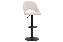 Miliboo Tabouret De Bar-Tabourets de bar relevables tissu effet velours texturé beige et métal noir (lot de 2) COSETTE
