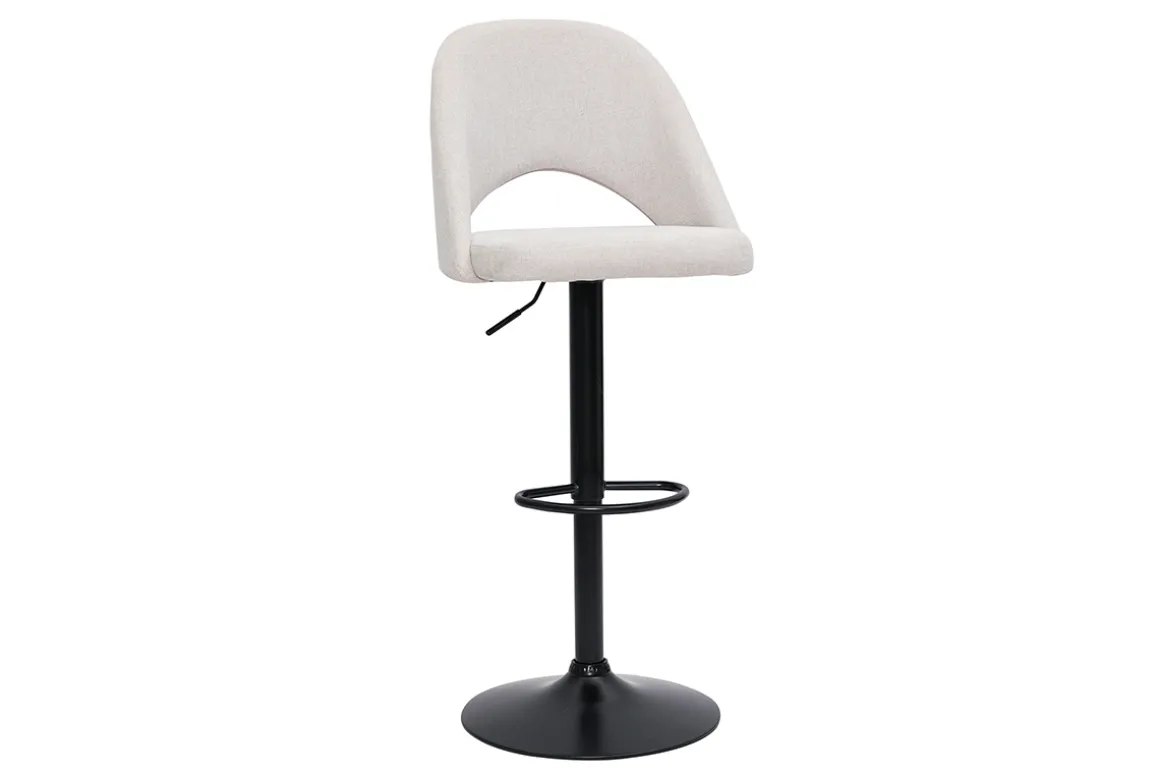 Miliboo Tabouret De Bar-Tabourets de bar relevables tissu effet velours texturé beige et métal noir (lot de 2) COSETTE
