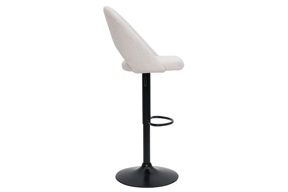 Miliboo Tabouret De Bar-Tabourets de bar relevables tissu effet velours texturé beige et métal noir (lot de 2) COSETTE