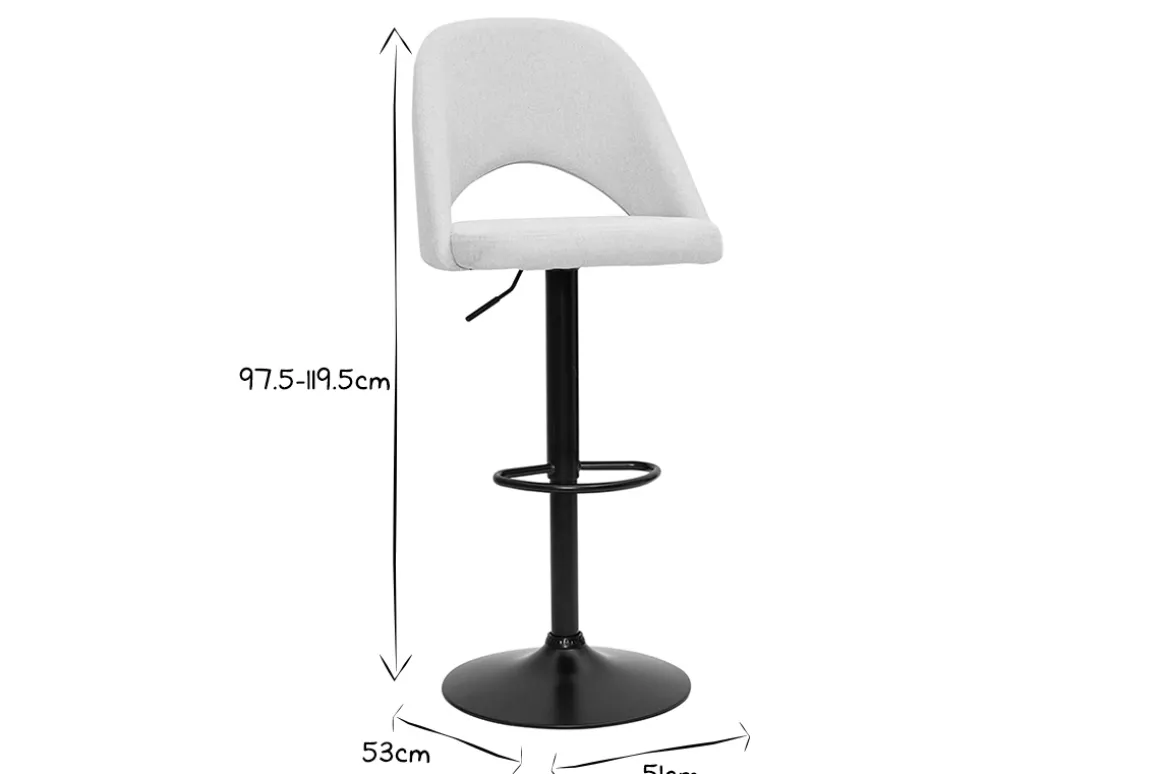 Miliboo Tabouret De Bar-Tabourets de bar relevables tissu effet velours texturé beige et métal noir (lot de 2) COSETTE