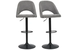 Miliboo Tabouret De Bar-Tabourets de bar relevables tissu effet velours texturé gris et métal noir (lot de 2) COSETTE