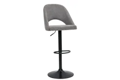 Miliboo Tabouret De Bar-Tabourets de bar relevables tissu effet velours texturé gris et métal noir (lot de 2) COSETTE