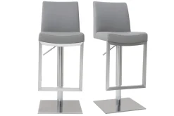 Miliboo Tabouret De Bar-Tabourets de bar relevables gris et acier chromé (lot de 2) KYLE
