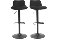 Miliboo Tabouret De Bar-Tabourets de bar réglables pivotants 360° noirs en tissu velours et métal (lot de 2) BOOST