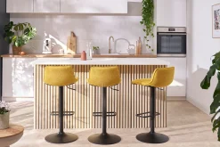 Miliboo Tabouret De Bar-Tabourets de bar réglables pivotants 360° noirs en tissu velours et métal (lot de 2) BOOST