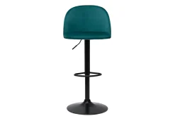 Miliboo Tabouret De Bar-Tabourets de bar réglables velours bleu pétrole et métal noir (lot de 2) CELESTE