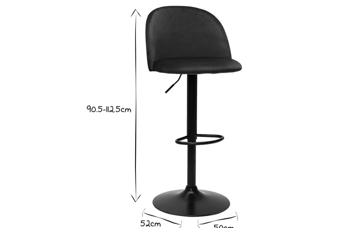 Miliboo Tabouret De Bar-Tabourets de bar réglables velours bleu pétrole et métal noir (lot de 2) CELESTE