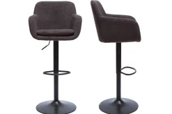 Miliboo Tabouret De Bar-Tabourets de bar réglables tissu effet velours gris foncé et métal (lot de 2) AMIKA