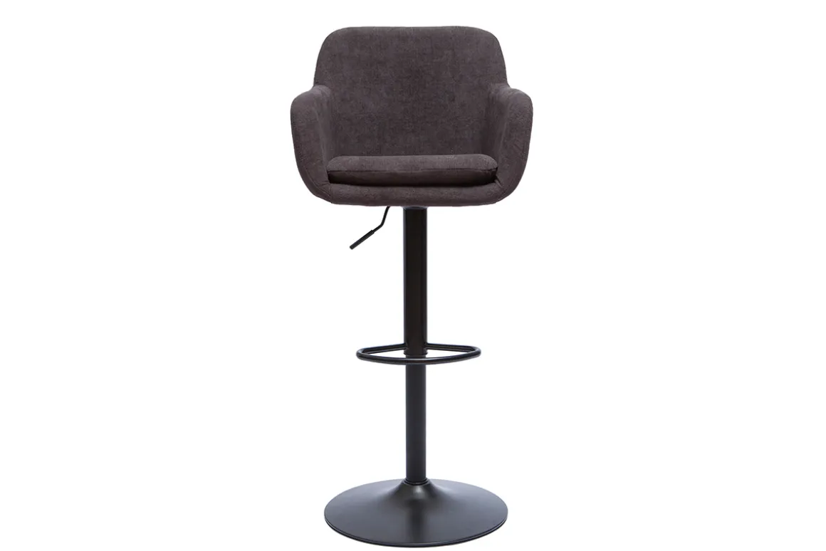 Miliboo Tabouret De Bar-Tabourets de bar réglables tissu effet velours gris foncé et métal (lot de 2) AMIKA