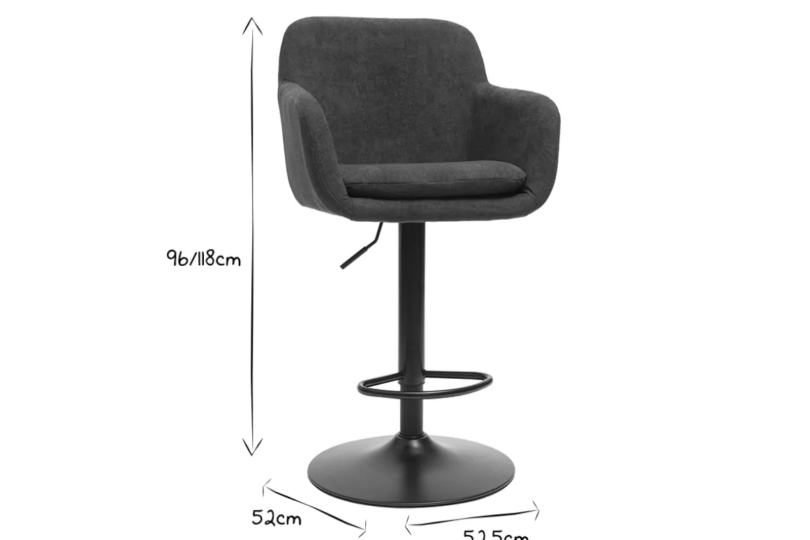 Miliboo Tabouret De Bar-Tabourets de bar réglables tissu effet velours gris foncé et métal (lot de 2) AMIKA