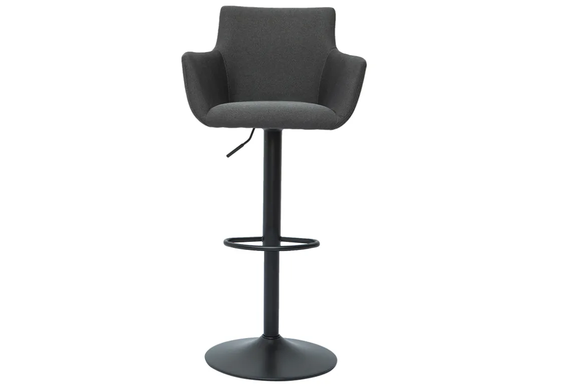 Miliboo Tabouret De Bar-Tabourets de bar réglables tissu gris anthracite métal noir (lot de 2) CARLIE