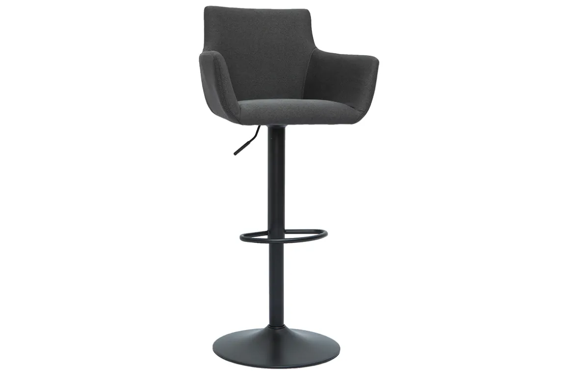 Miliboo Tabouret De Bar-Tabourets de bar réglables tissu gris anthracite métal noir (lot de 2) CARLIE