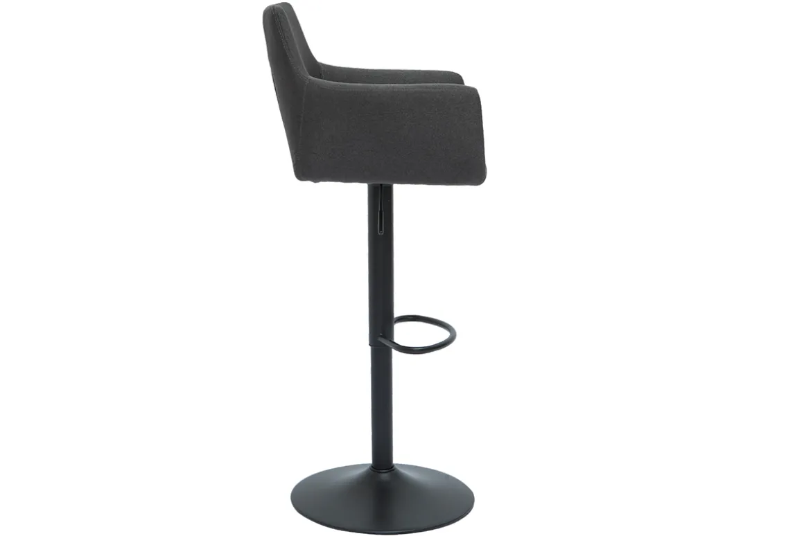 Miliboo Tabouret De Bar-Tabourets de bar réglables tissu gris anthracite métal noir (lot de 2) CARLIE
