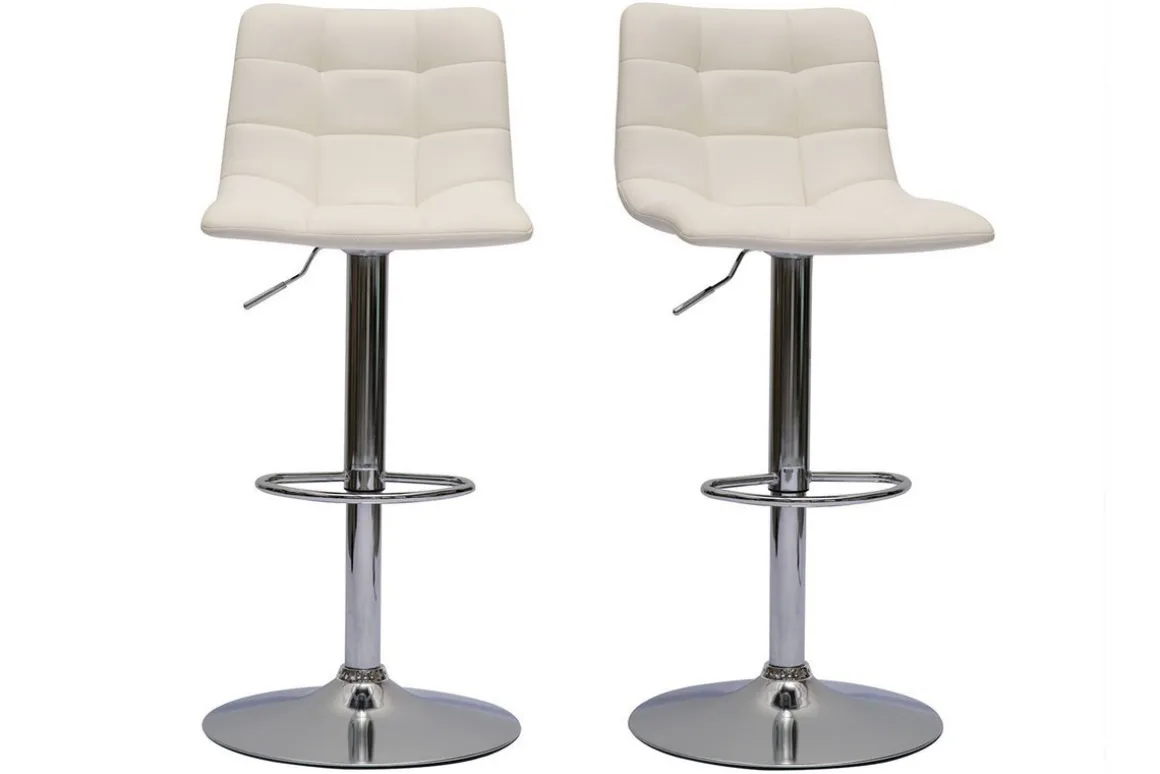 Miliboo Tabouret De Bar-Tabourets de bar réglables design blancs (lot de 2) MAXWELL