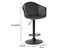 Miliboo Tabouret De Bar-Tabourets de bar réglables pivotants 360° en velours bleu pétrole et métal (lot de 2) TAYA