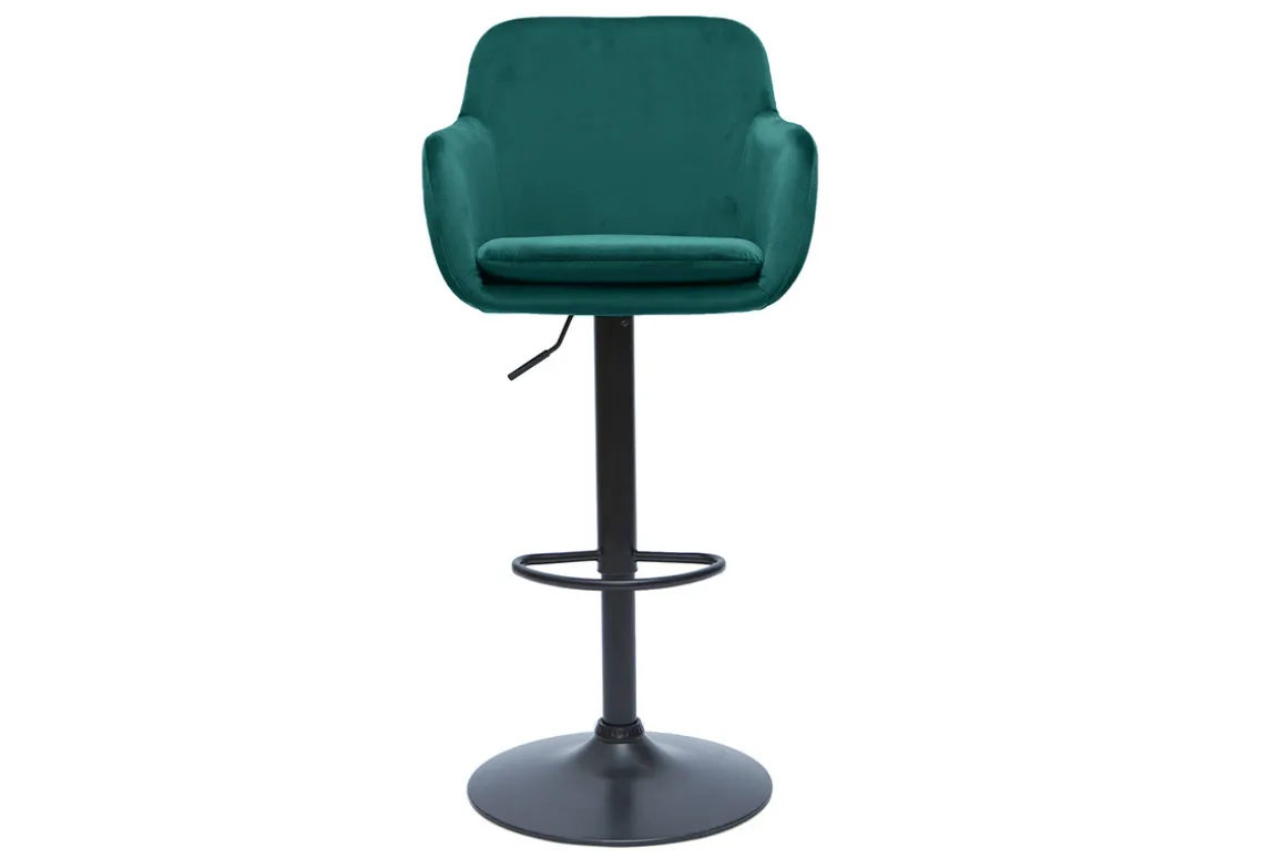 Miliboo Tabouret De Bar-Tabourets de bar réglables en tissu velours bleu pétrole et métal noir (lot de 2) AMIKA