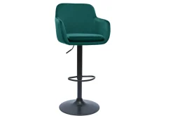 Miliboo Tabouret De Bar-Tabourets de bar réglables en tissu velours bleu pétrole et métal noir (lot de 2) AMIKA