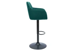 Miliboo Tabouret De Bar-Tabourets de bar réglables en tissu velours bleu pétrole et métal noir (lot de 2) AMIKA