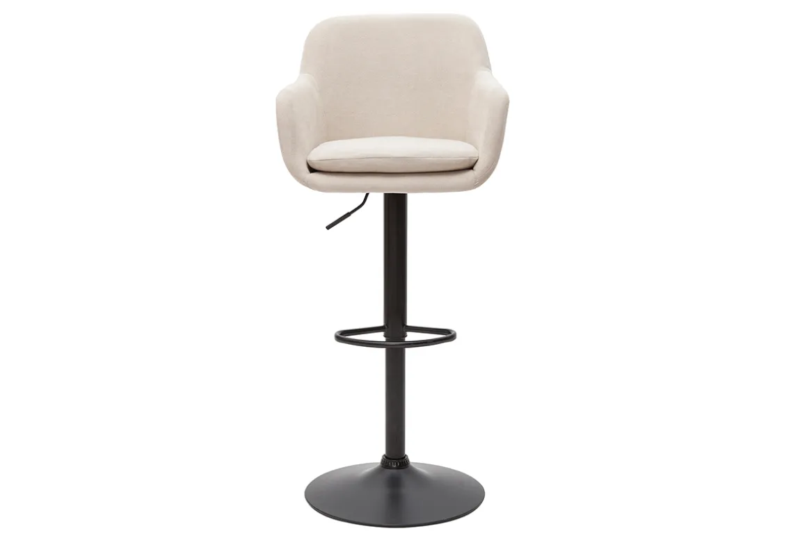 Miliboo Tabouret De Bar-Tabourets de bar réglables tissu effet velours beige et métal (lot de 2) AMIKA