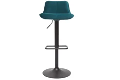 Miliboo Tabouret De Bar-Tabourets de bar réglables pivotants 360° en tissu velours bleu pétrole et métal noir (lot de 2) BOOST